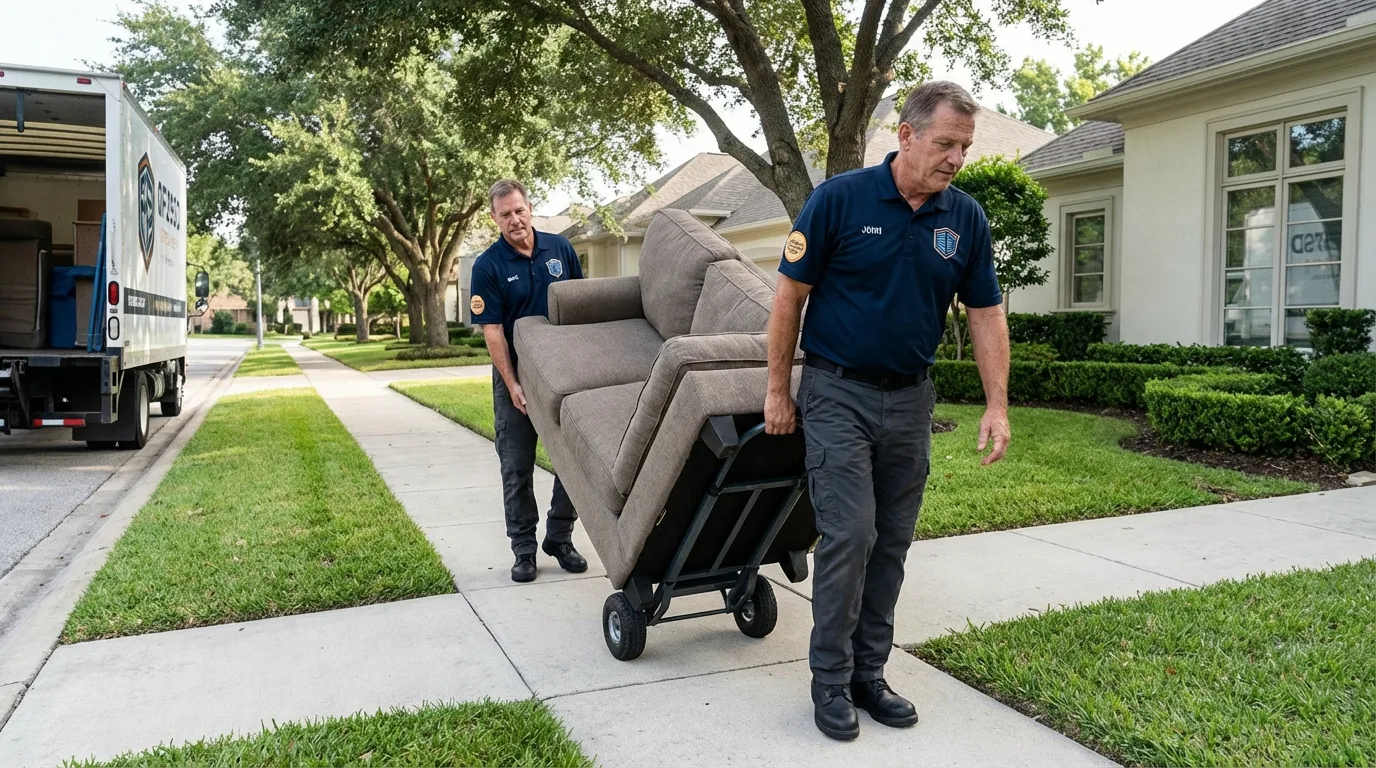 Local residential moving crew loading furniture in Danville, NH